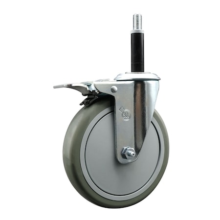 Service Caster 6'' Gray Poly Swivel 3/4'' Expanding Stem Caster Total Lock Brake SCC-EXTTL20S614-PPUB-34